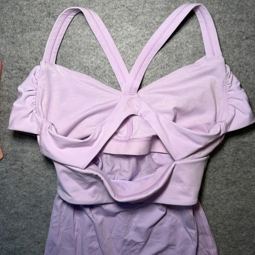Lululemon Women Activewear Tank Top Size 6 Purple White Performance